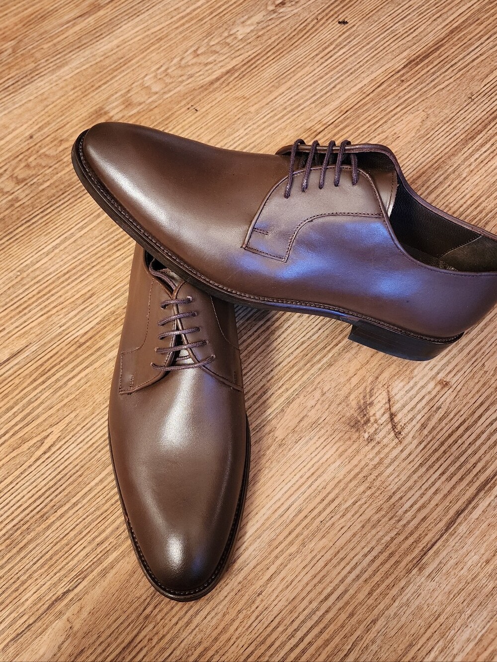 Size 8 Vellapais Compiello Men's Brown Leather Derby Dress Shoes Retail 309$